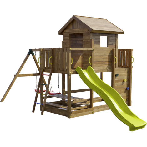 Complex de joaca din lemn Fungoo Mars cu casuta, leagane si masa de picnic 0802PK - imagine 16